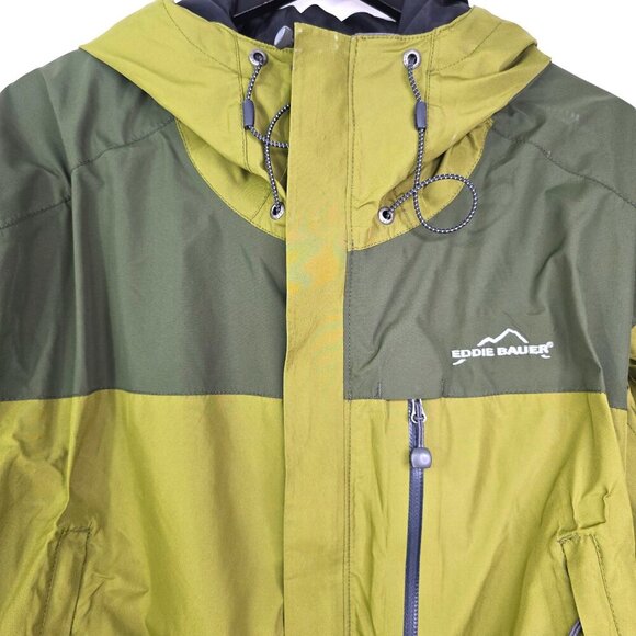 Eddie Bauer Weather Edge 365 Olive Green Color Block Waterproof Hooded Jacket - Picture 4 of 12